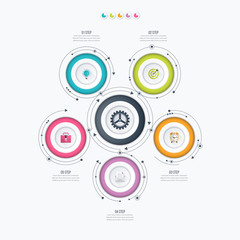 Infographics template 5 options with circle