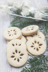 Obraz na płótnie Canvas Christmas Raspberry Linzer Cookies