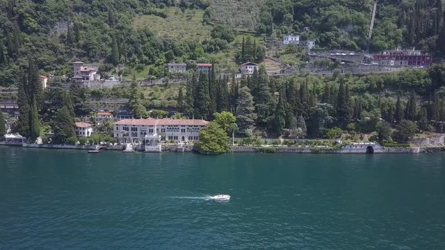 LAKE COMO, ITALY from the drone and the Italian Alps in background