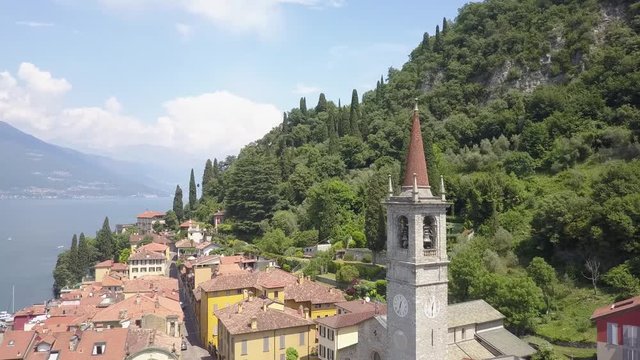 LAKE COMO, ITALY from the drone and the Italian Alps in background