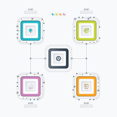 Business infographics template 4 steps with square