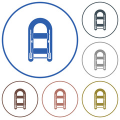 Obraz premium Inflatable boat with oars simple icon