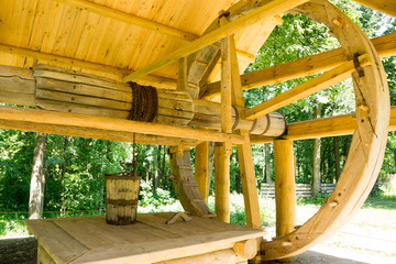 Ancient wood water wheel mis century © Omaly Darcia