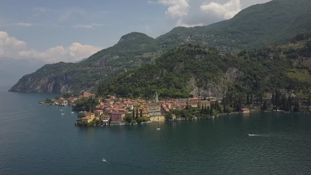LAKE COMO, ITALY from the drone and the Italian Alps in background