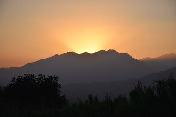Sunset behind Mountains