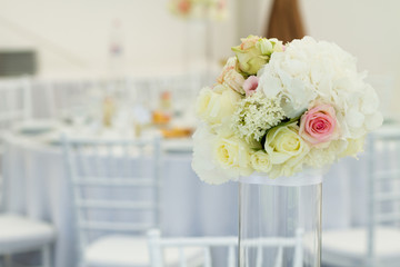 flowers on table in wedding day