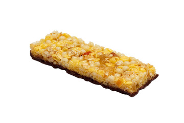 Muesli bar (granola or cereal bar) isolated on white
