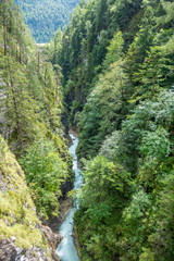 Fototapeta na wymiar The river Ache in the Leutaschklamm canyon in Bavaria, Germany / Tyrol, Austria III