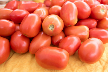 Plum tomatoes for sale at a farmers' market