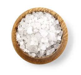 salt at wooden bowl