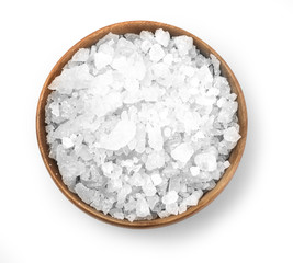 salt at wooden bowl
