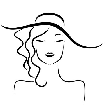 recommend clip art: Lady in hat stylized portrait