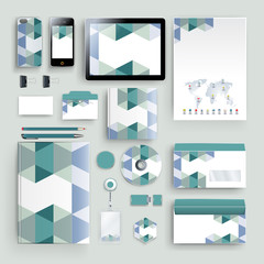 Corporate identity template with color elements. Vector company business style for brandbook, report and guideline. Stationery template with abstract pattern theme illustration.