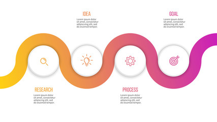 Business infographics. Presentation with 4 options, circles. Vector template.