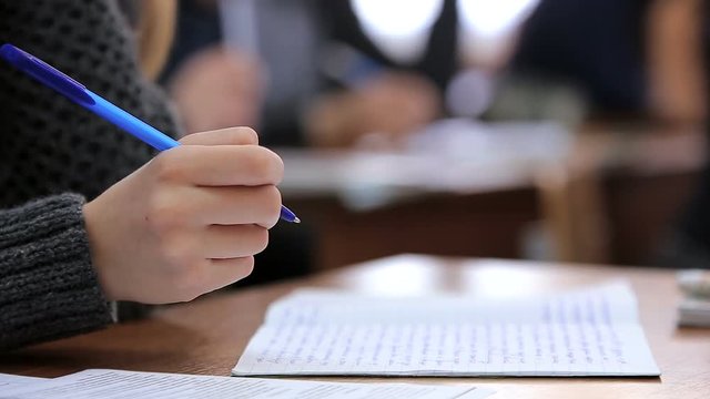 High school teenage students at the desk