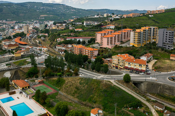 Fototapeta na wymiar Top view of Peso da Regua city, northern Portugal.
