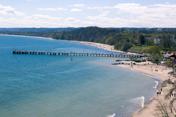 Panorama of the wooden pier, Orlowo