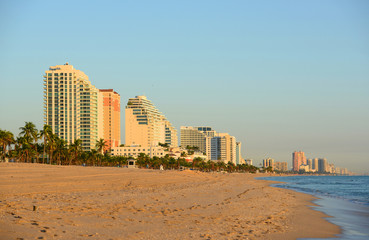 Fort Lauderdale south beach park at sunrise, Florida, USA.