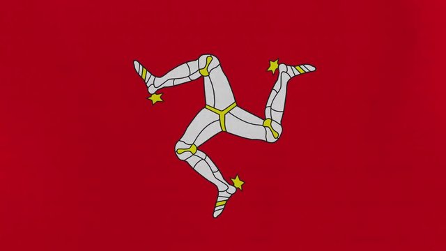 Loopable: Flag of Isle of Man...Manx official flag gently waving in the wind. Highly detailed fabric texture for 4K resolution. 15 seconds loop.
