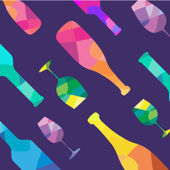 Wine bottle and a wineglasses pattern