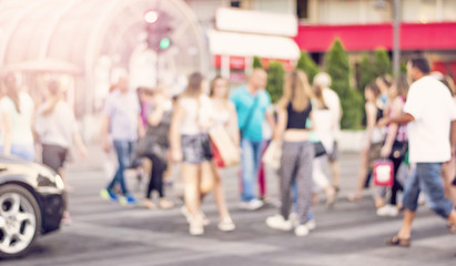 Pedestrian on zebra in motion blur