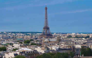 The Eiffel tower and parisian landscape, Paris, France.