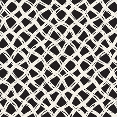 Hand drawn seamless pattern. Allover pattern with ink doodle grunge grid. Graphic background with freehand line tartan.