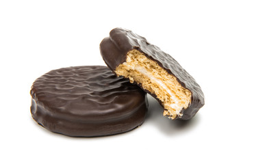 Chocolate cookies with marshmallow isolated