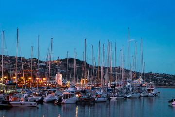 Italy, boats in the Sanremo marina harbor.