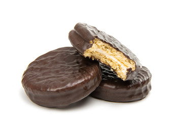 Chocolate cookies with marshmallow isolated