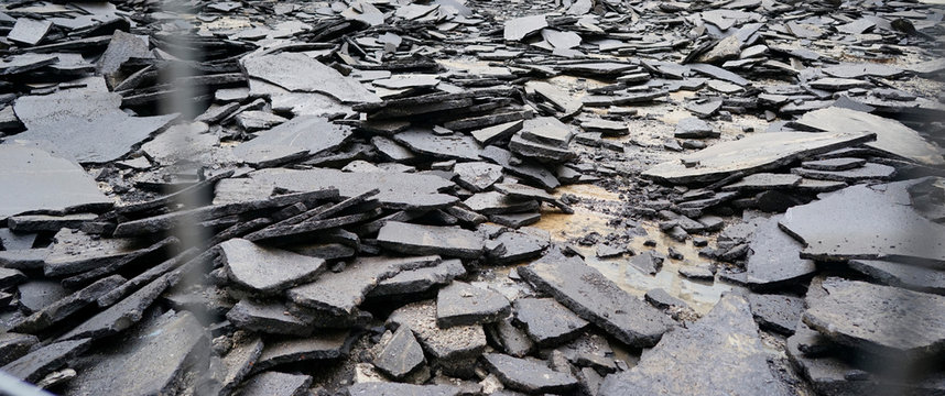 old broken asphalt in the city. road. earthquake, quake, temblor