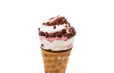 Ice cream in a waffle cup isolated
