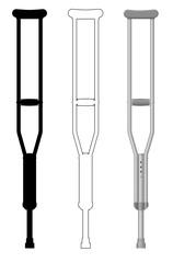 Crutches in three illustrative styles