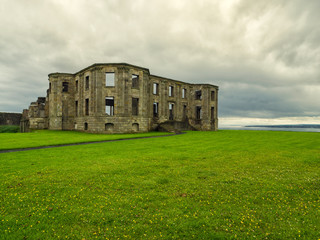 Fototapeta premium ruin of hezlett house on North cliff,Northern Ireland