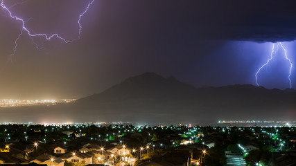 Lightning and rain storm over east Henderson and Las Vegas, NV