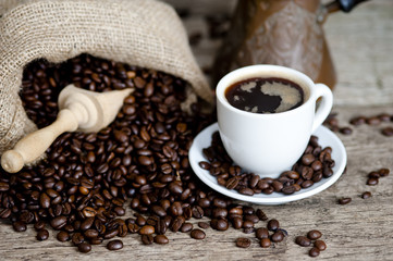 Aromatic coffee or coffee latte, cappuccino