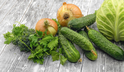 Different fresh green vegetables