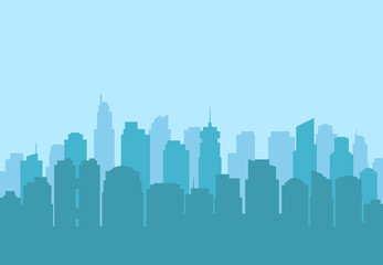 Urban city landscape, modern skyscraper silhouette. vector background