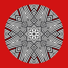 Graphic round decorative pattern. Black and white logo sign