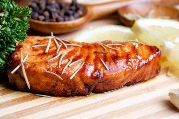 Pan grilled salmon fillet