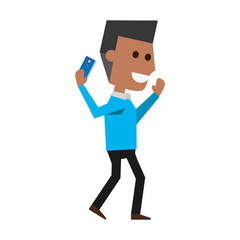 Young man with smartphone cartoon