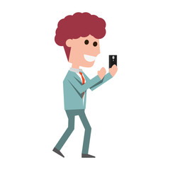 Young man with smartphone cartoon