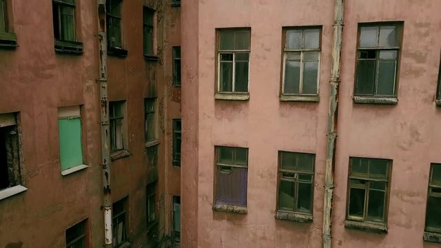 Aerial View, Abandoned house, Stunning Shots of Drones of Disgusting Post Soviet Building