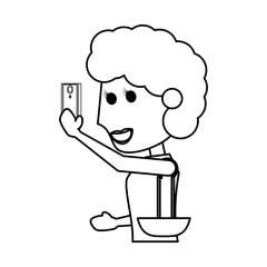 Young woman with smartphone cartoon