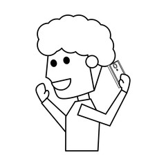 Young man with smartphone cartoon
