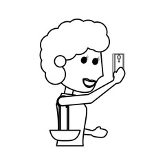 Young woman with smartphone cartoon