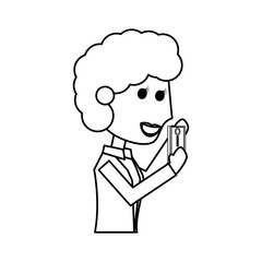 Young woman with smartphone cartoon
