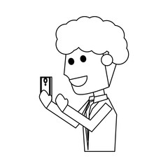 Young man with smartphone cartoon