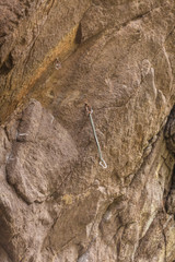 Stone rocks texture with climbing handles