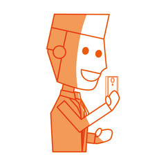 Young man with smartphone cartoon